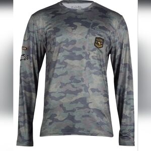 Salt Life SLX Rogue Performance Long Sleeve Shirt Men's M Army Camo UPF 50+ EUC